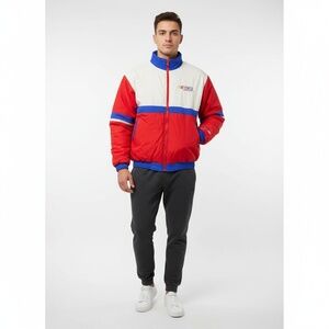 1995 Jebco NASCAR Quilted Racing Jacket Red White Blue Full Zip Mens XL